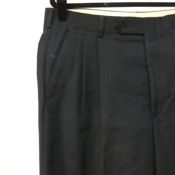 Unbranded | 18 inch waist measured | Dark Navy Pleated Dress Pants - Picture 3 of 16